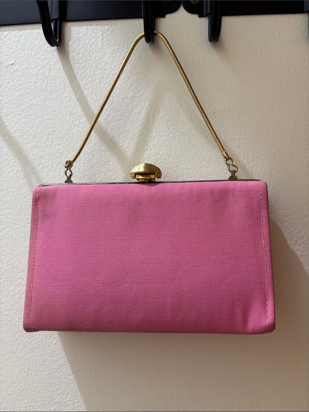 Pink Vintage-Inspired Top-Handle Evening Clutch
